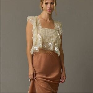 Anthropologie sequin ruffle top